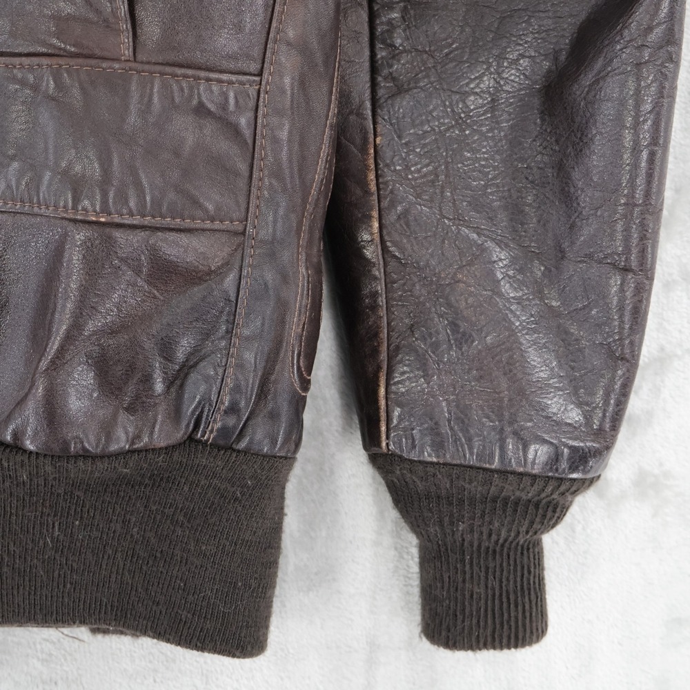 Schott NYC Vtg Leather Flight Bomber Jacket Fur Collar Lining Mens Size 34 USA - Picture 15 of 16